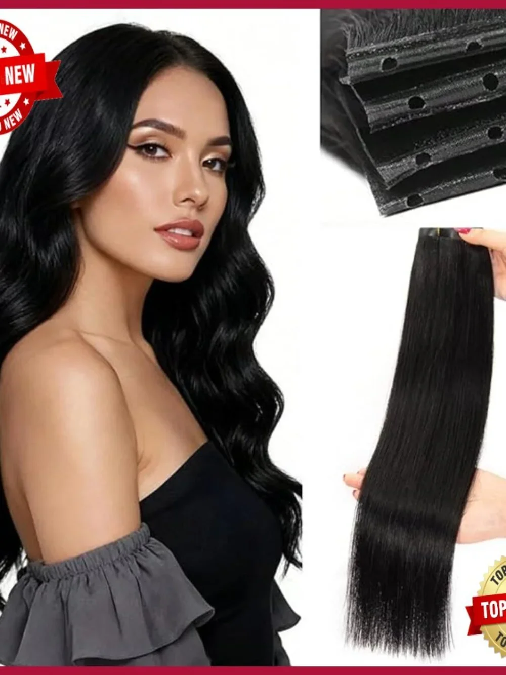 16 Inch Human Hair Extensions, 100g Butterfly Weft, Seamless Micro Bead